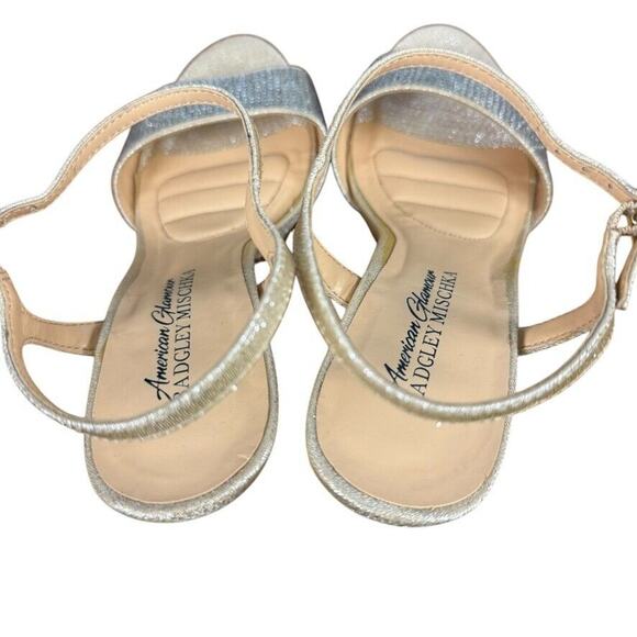 Badgley Mischka American Glamour Womens Rhinestone Gold Ankle Strap Heels sz 6.5 - Picture 10 of 16